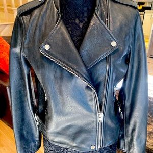 Lucky Brand black leather moto jacket! Like new! Women’s size large.